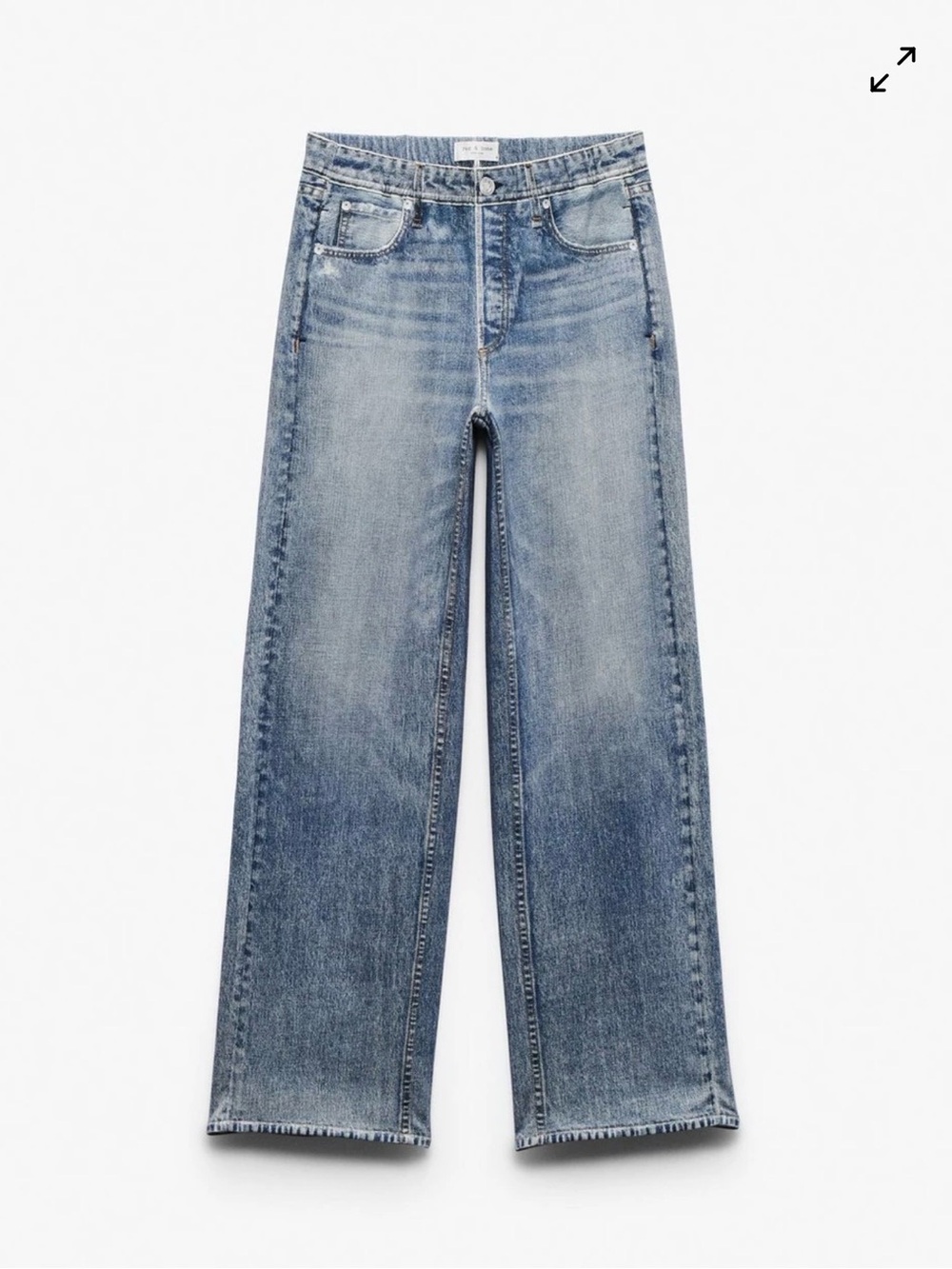 rag & bone Washed Blue Wide-Leg Faux Jeans. Perfect travel wear. French terry